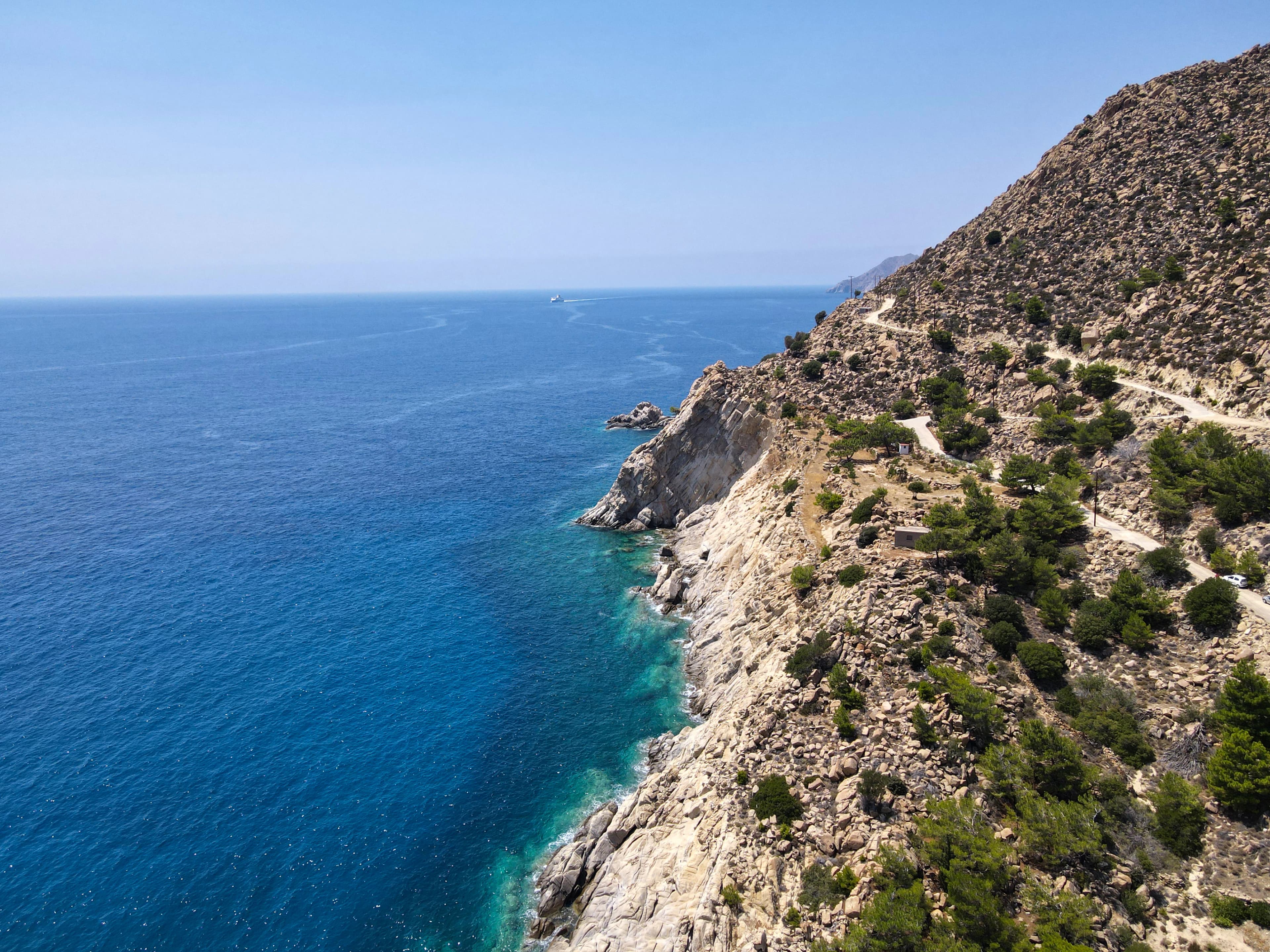 a view of the ocean from a cliff