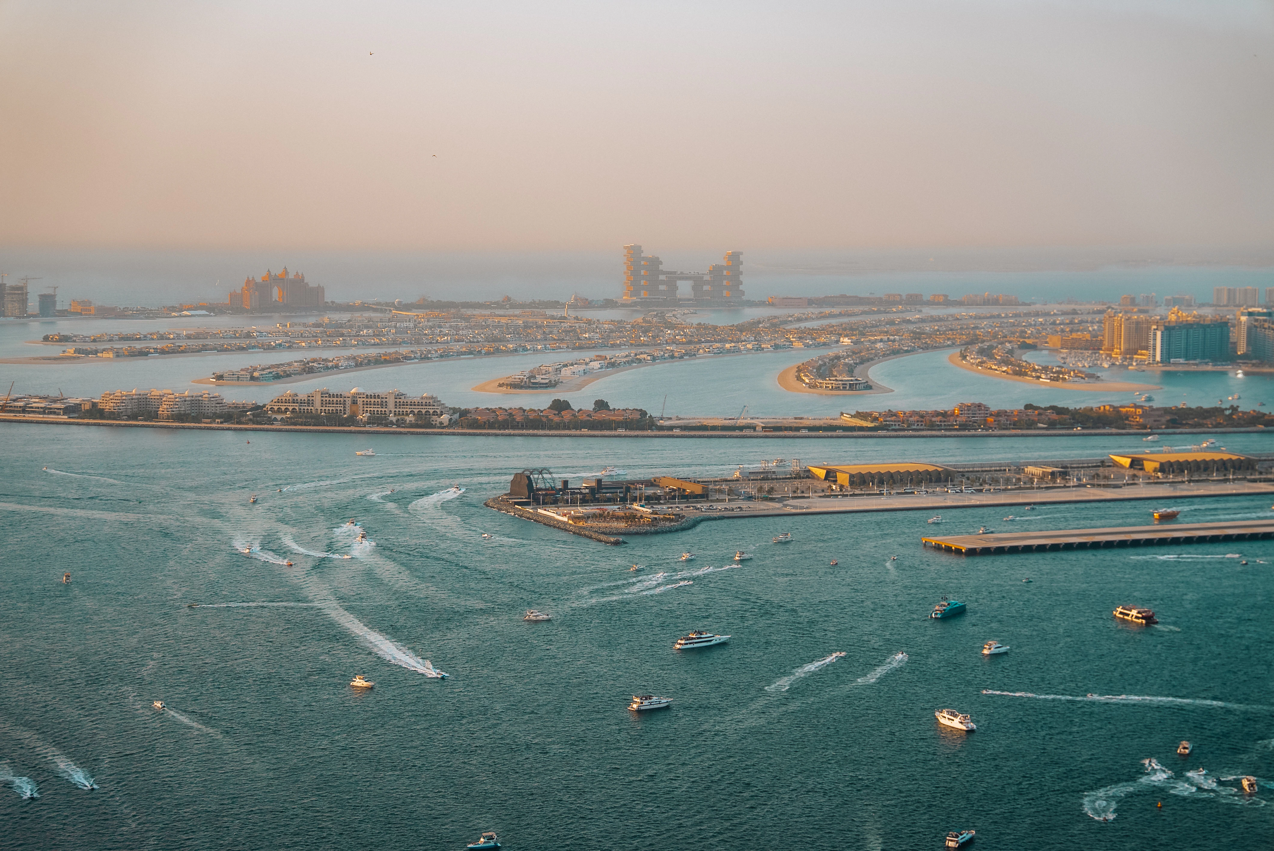 A scenic aerial view of dubai's palm islands.