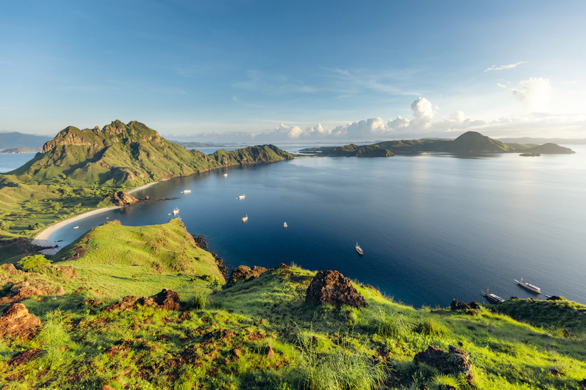 An aerial view of a large body of water